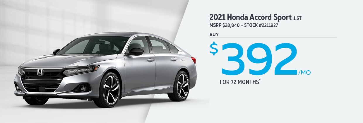 2021 Honda Accord Sport Buy for $392/MO for 72 months