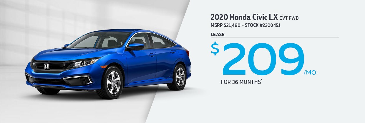 2020 Honda Civic LX CVT FWD Lease for $209/mo