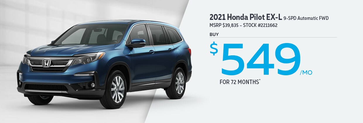 2021 Honda Pilot EX-L Buy for $549/MO for 72 months