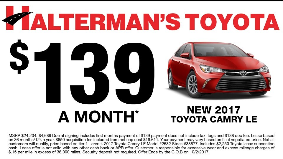 2017 Camry Lease Special