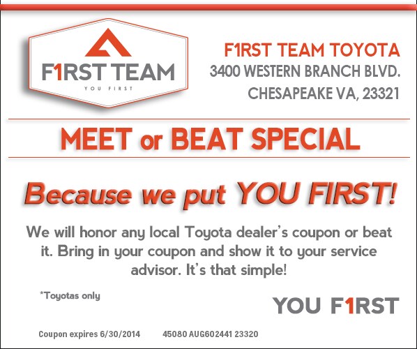 First Team Toyota Meet or Beat Service Special