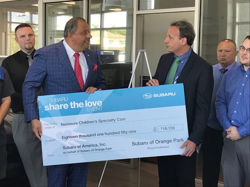 Nemours Children's Specialty Care receives donation from Subaru of Orange Park