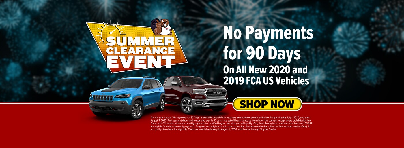 Hancock CDJR Summer Clearance Event - No Payments