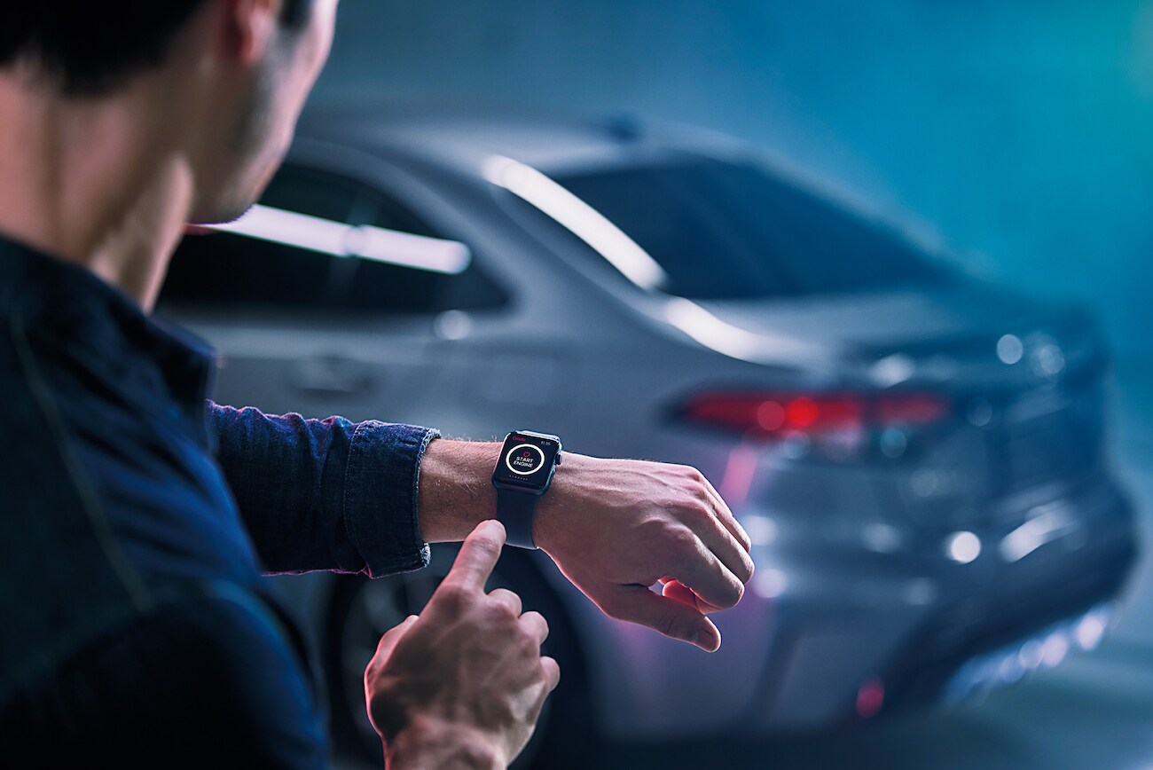 Model Features of the 2020 Toyota Corolla at Hanover Toyota in Hanover | Man Remote control the 2020 toyota corolla with a smartwatch Model Features of the 2020 Toyota Corolla at Hanover Toyota in Hanover | Man Remote control the 2020 toyota corolla with a smartwatch