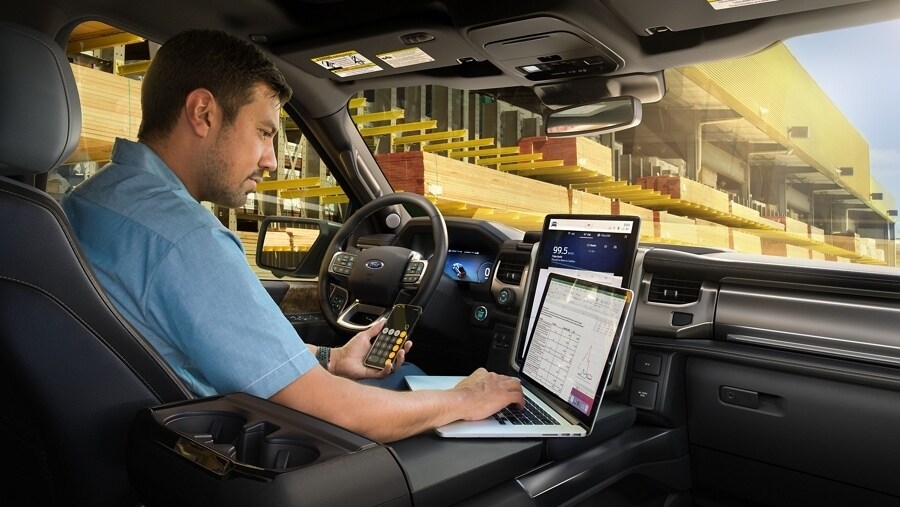 Demo of Interior Work Surface in 2023 Ford F-150 Lightning