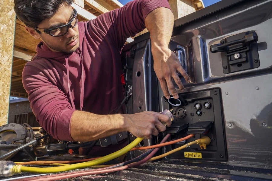 Available 9.6 KW Power Located in Cargo Bed of 2023 Ford F-150 Lightning