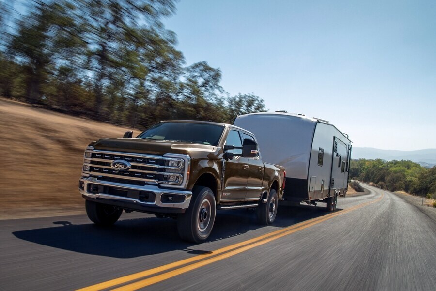 Ford Super Duty Towing Trailer on the Highway