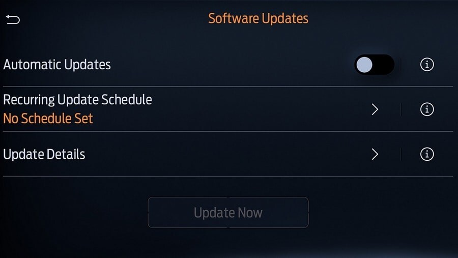 Software Updates Screen