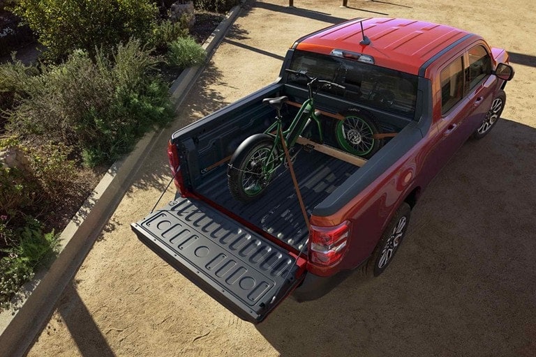 Ford Maverick with Bike in the Cargo Bed