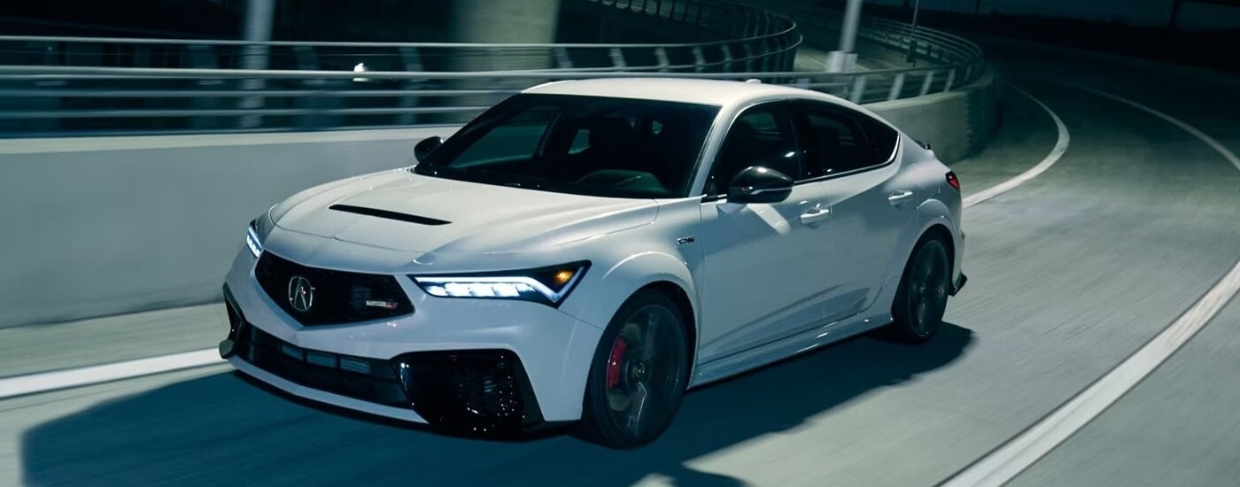 A white 2026 Acura Integra Type-S from the front.