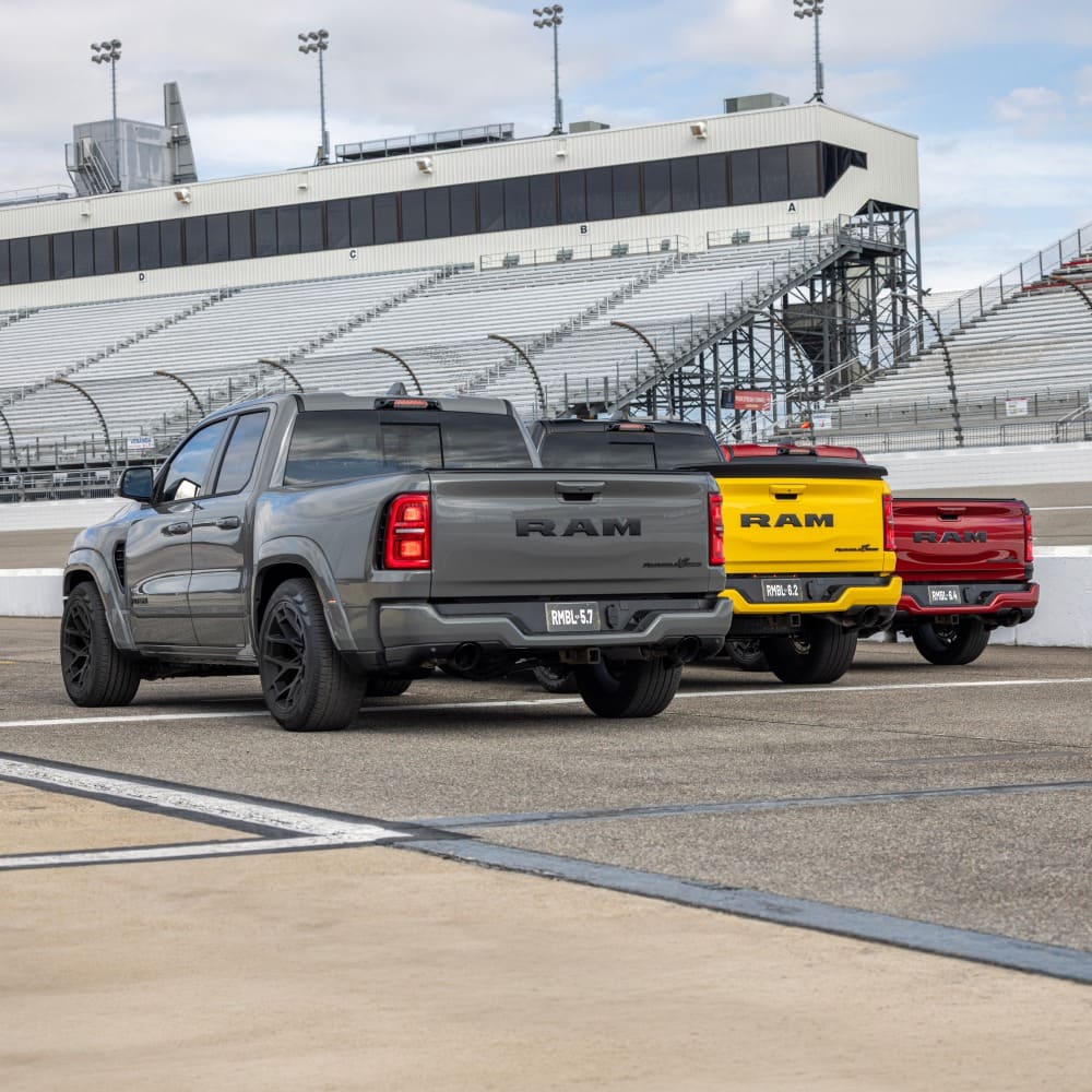 Ram 1500 Rumble Bee lineup at track