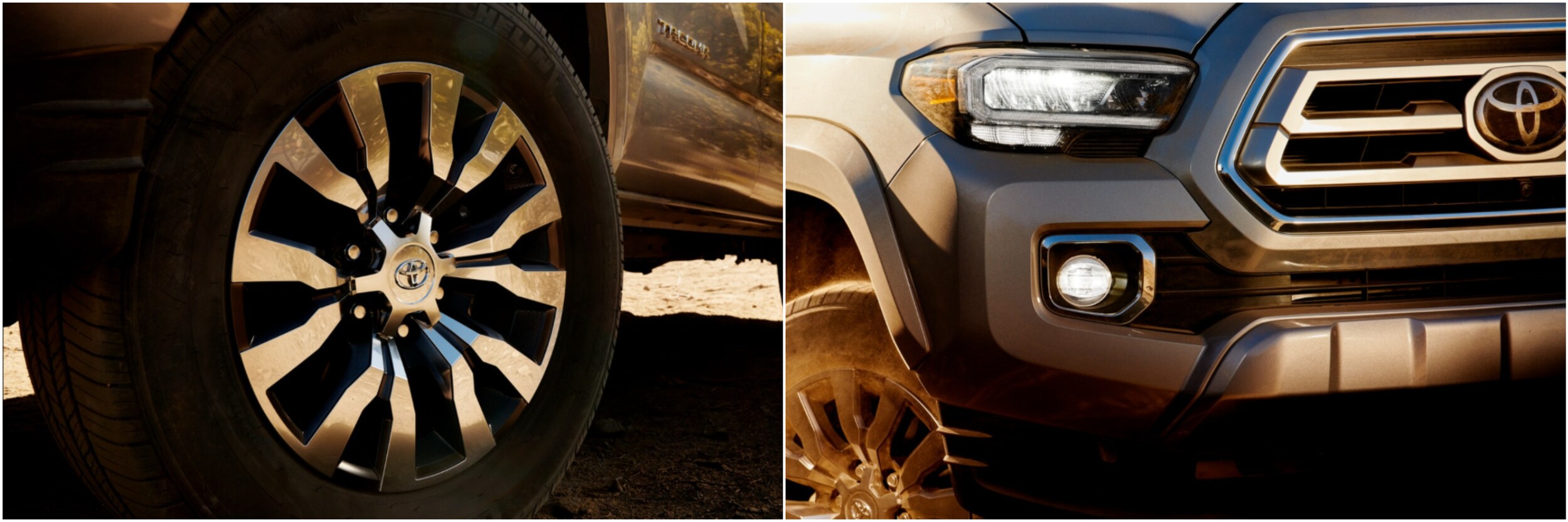 2022 Vs. 2021 Toyota Tacoma 2022 vs. 2021 Toyota Tacoma close up on wheel and headlight