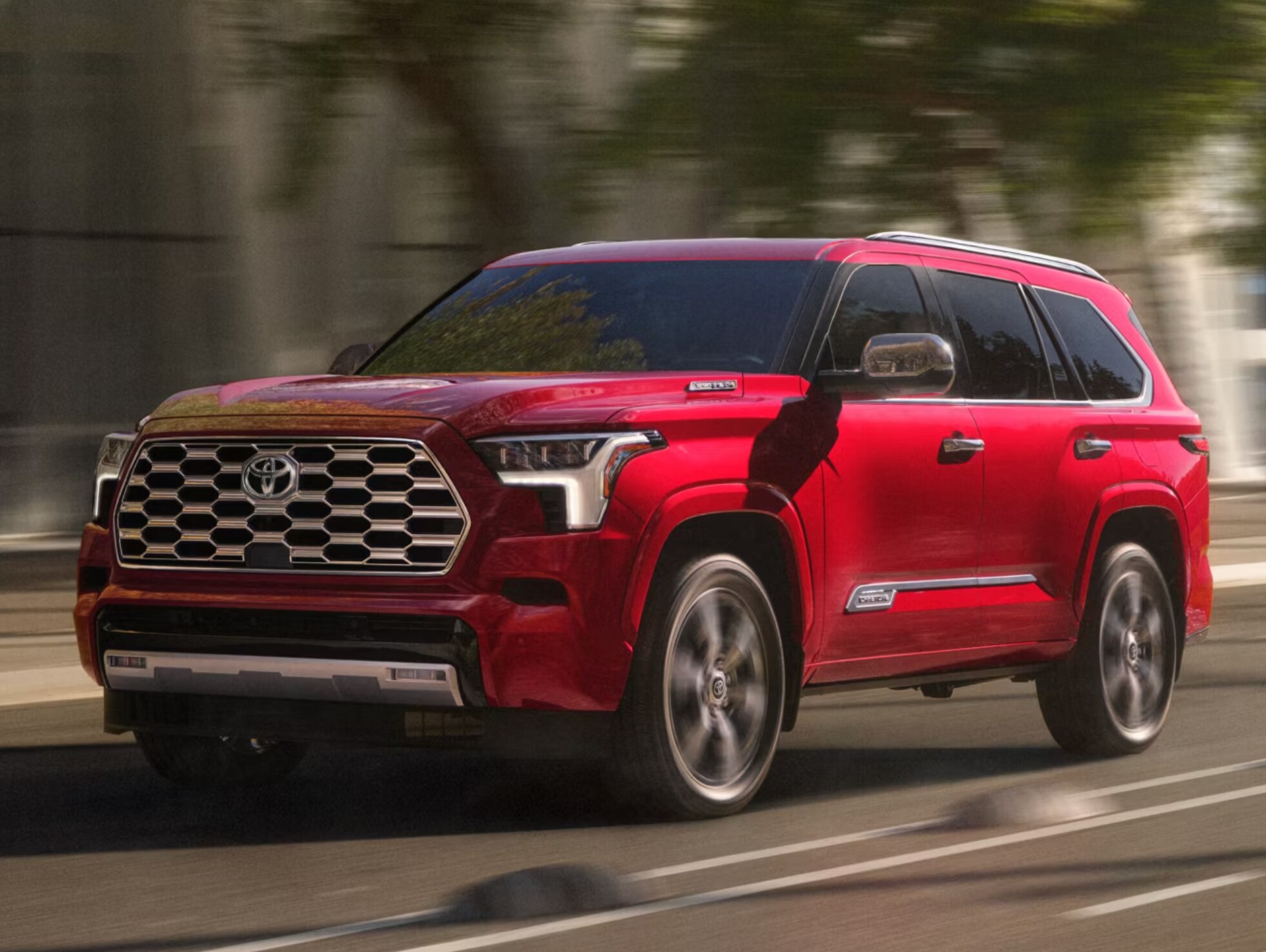 An image of the 2025 Toyota Sequoia showing off Performance. Buy today at Steve's Hometown Toyota