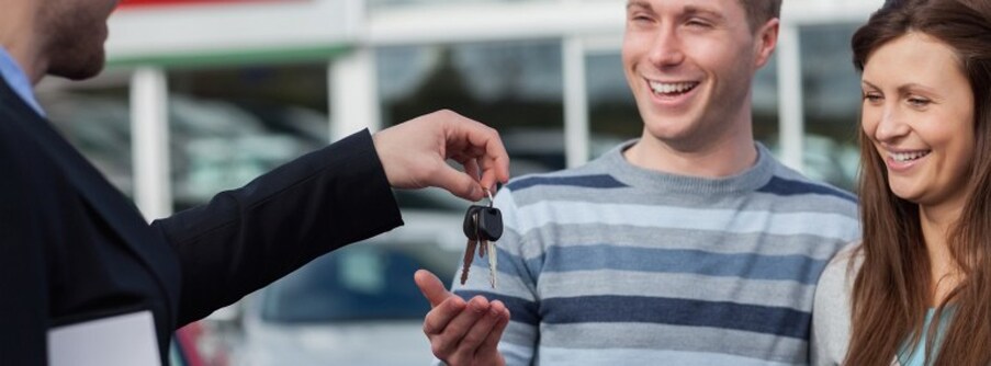 Couple getting car keys