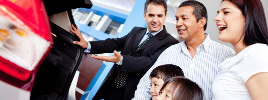 Family browsing a vehicle