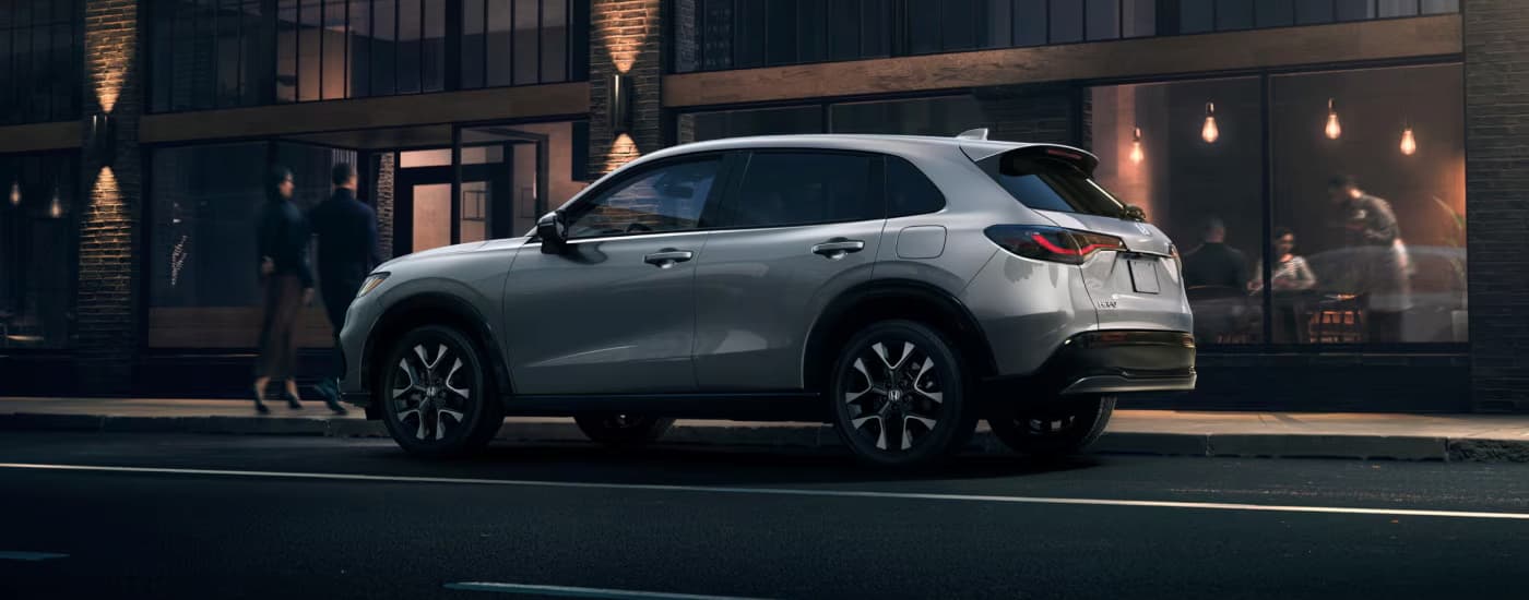 Honda%20HR-V%20for%20Sale%20in%20Southgate%20-%202026%20Honda%20HR-V%20Side.jpg Silver 2026 Honda HR-V parked on the side of a city street