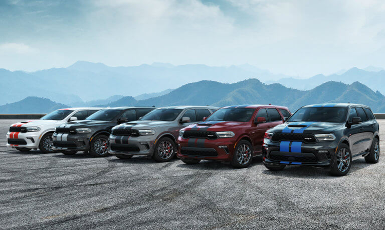 2025 Dodge Durango SRT lineup in the mountains