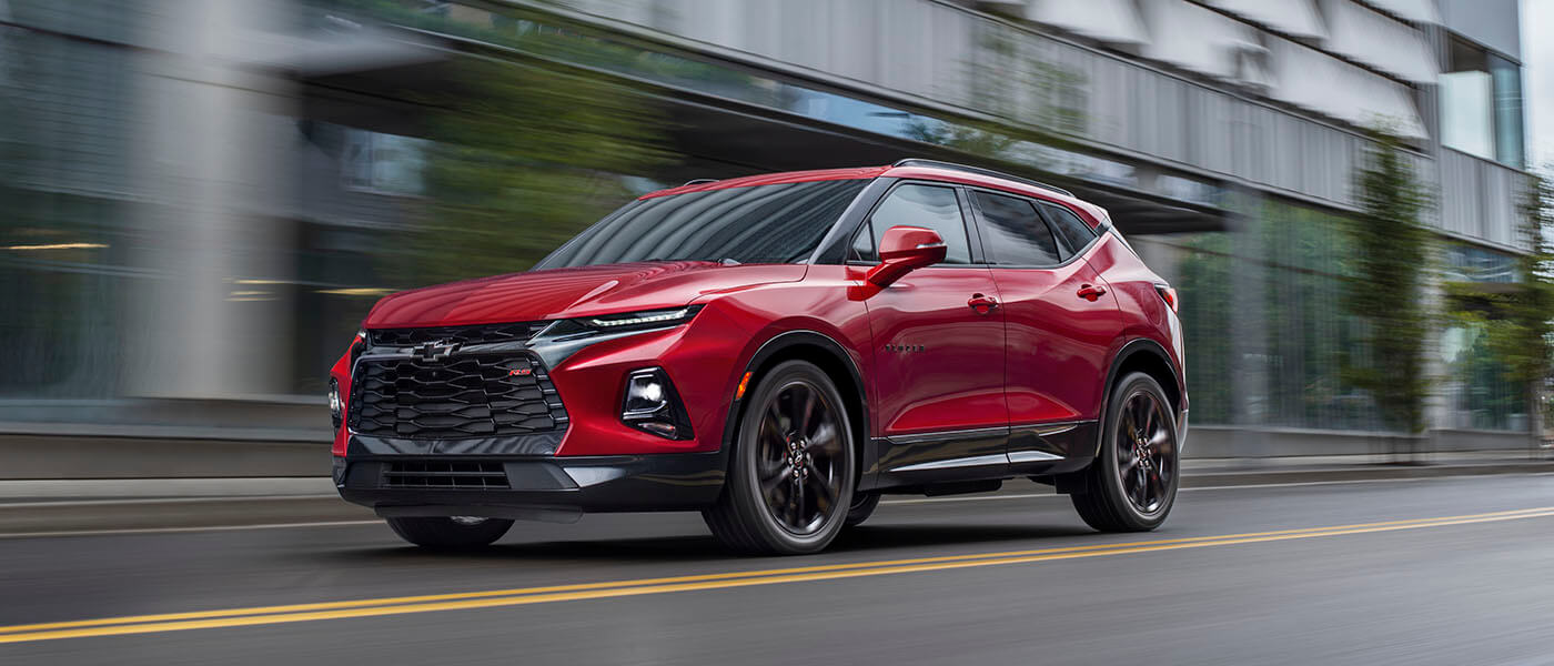 2021 Chevy Blazer driving in the city