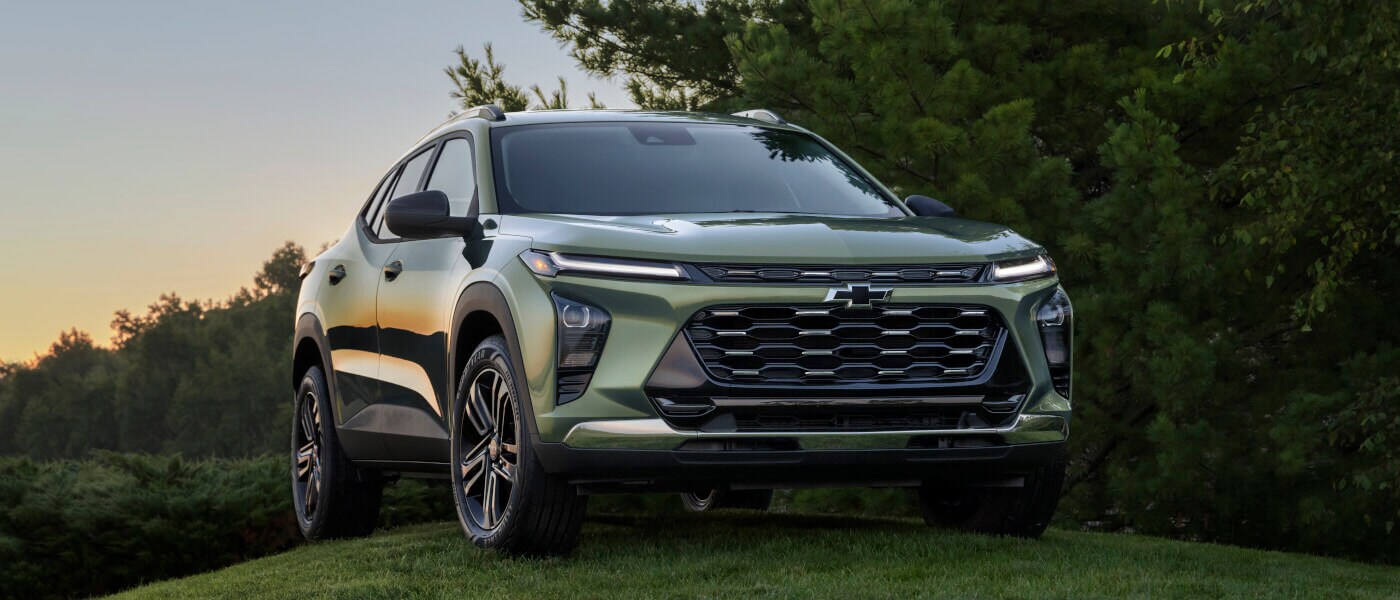 2025 Chevy Trax parked on a grassy hill