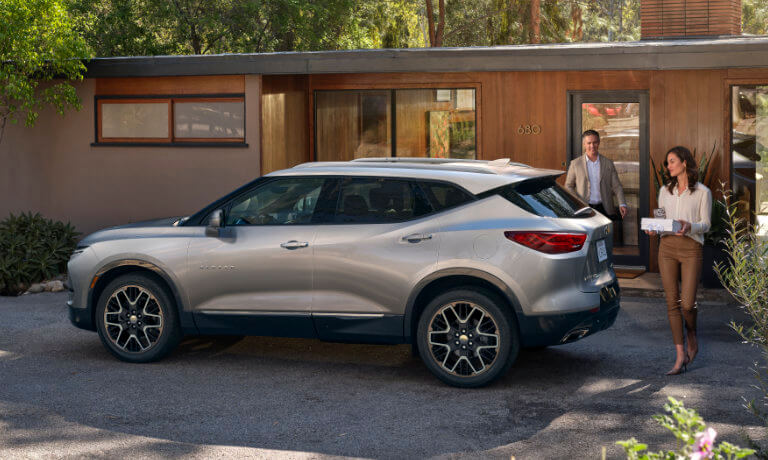 2025 Chevy Blazer parked in front of modular home