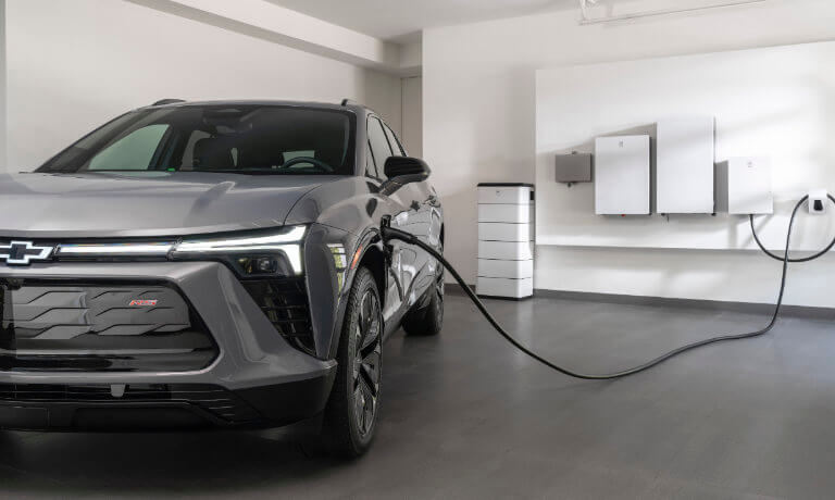 2024 Chevy Blazer EV charging in a garage