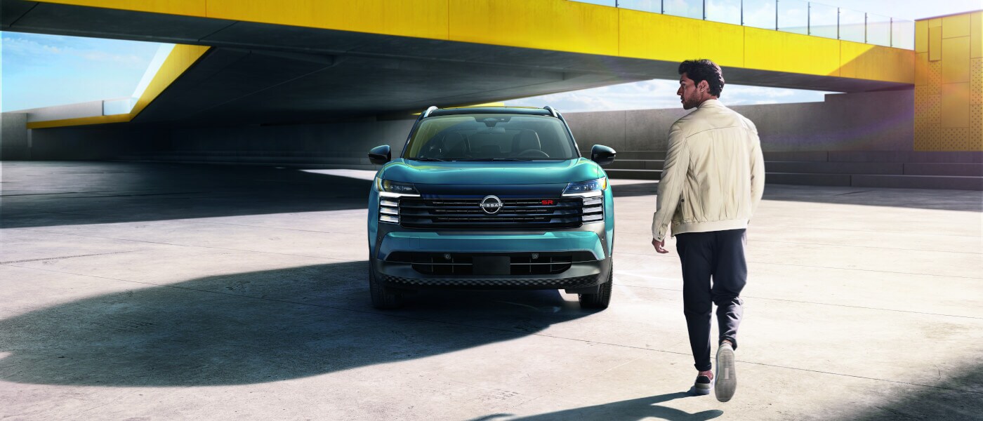 2025 Nissan Kicks parked head on with approaching driver