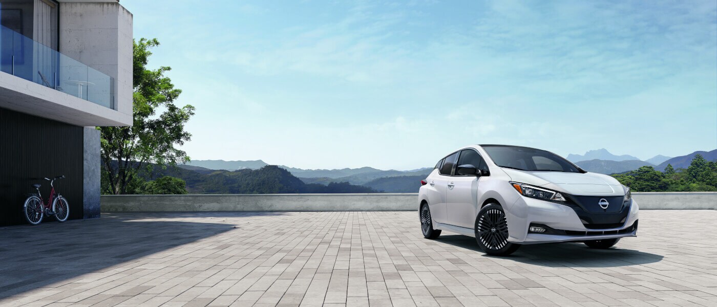 2024 Nissan LEAF parked on terrace at a home