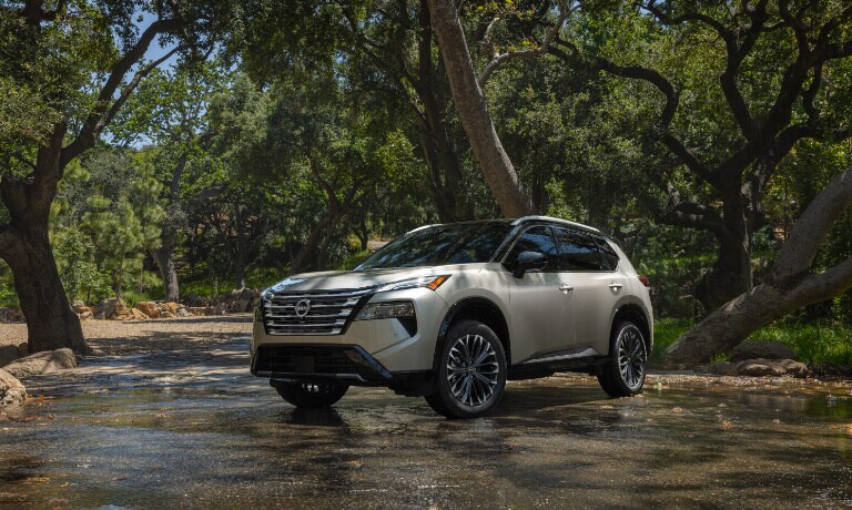 2025 Nissan Rogue parked in a forest