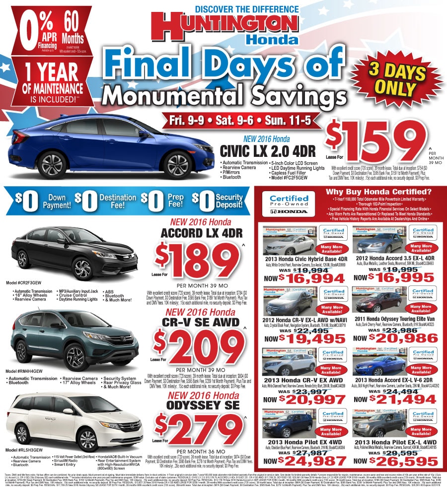 honda leasing offer