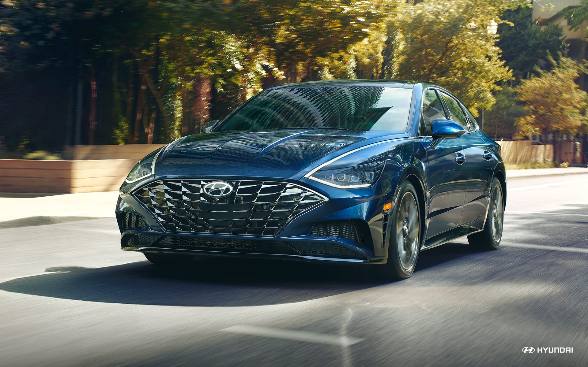 Blue 2020 Sonata Driving