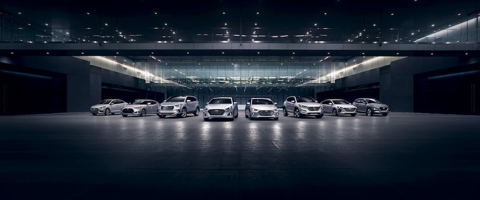 The Hyundai Model Lineup in the dark