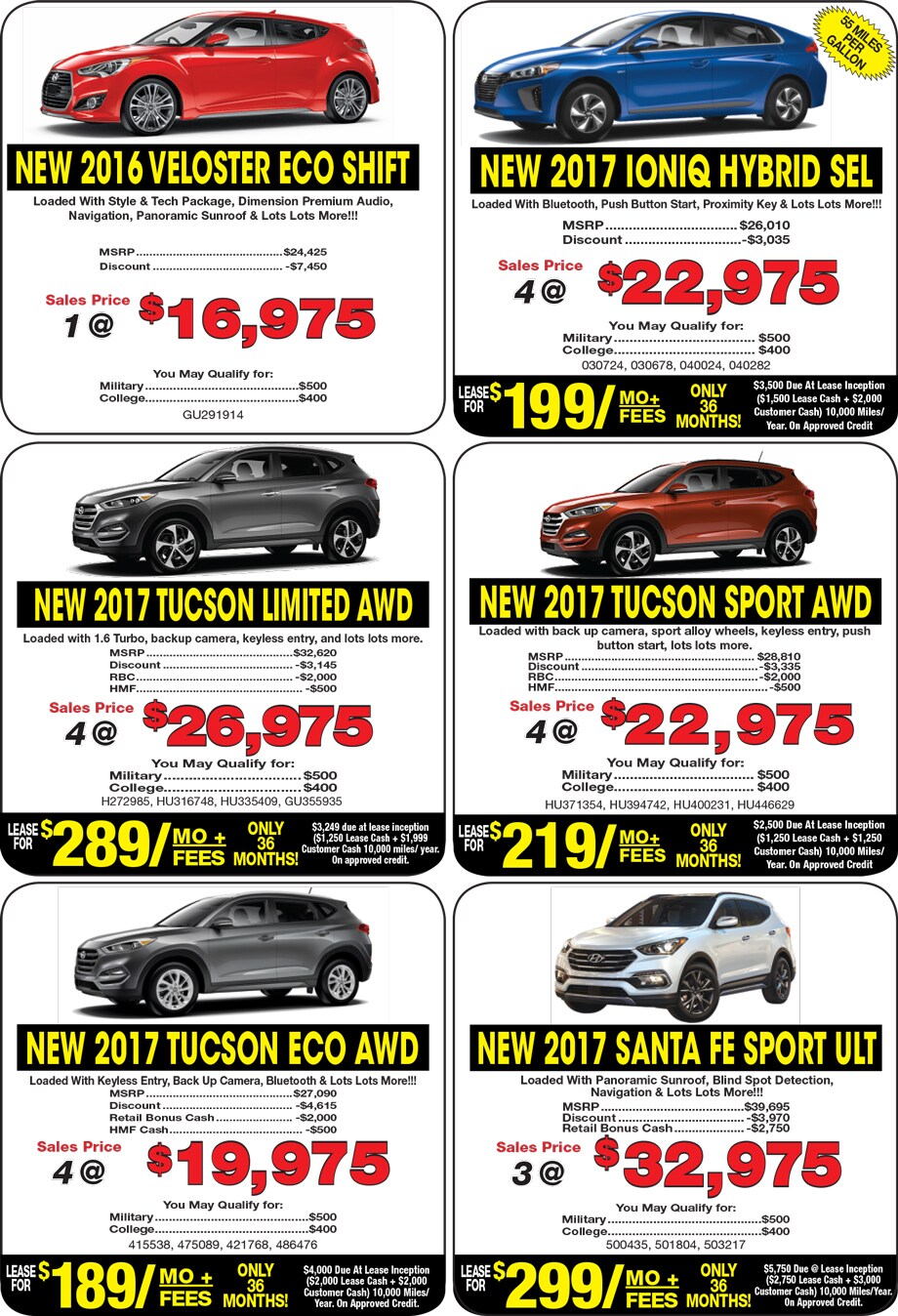 VIEW THIS WEEKS NEW HYUNDAI SPECIALS