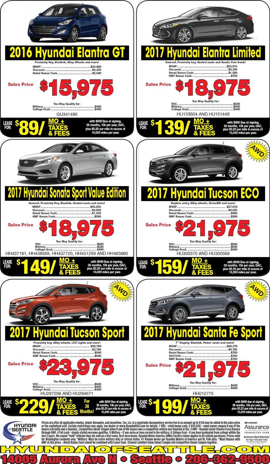 Seattle Hyundai of Seattle New 20162017 & Used Hyundai Cars