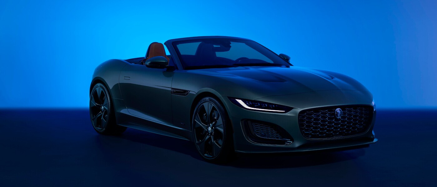 2024 Jaguar F-TYPE convertible parked in a blue room