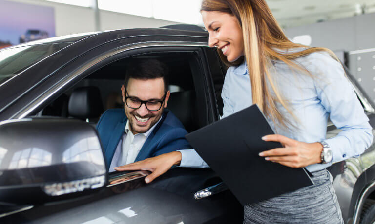 Saleswoman with customer