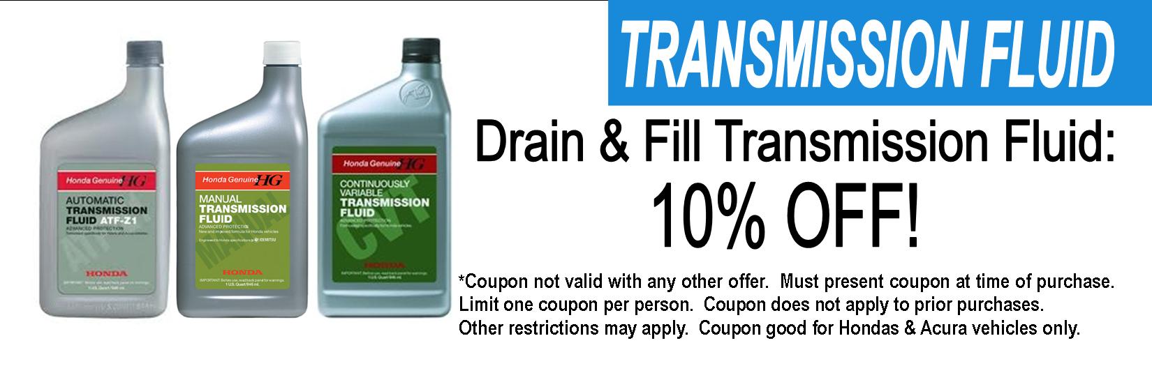 honda transmission fluid change coupon for sc