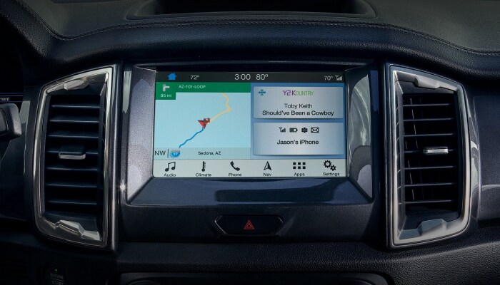 The 2019 Ford Ranger comes equipped with a touchscreen infotainment system