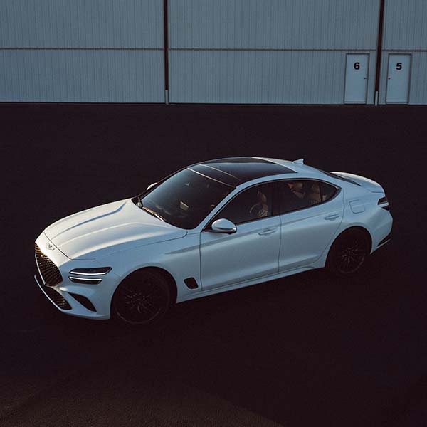Model Features of the 2022 Genesis G70 at Genesis of York | Overhead View of White 2022 Genesis G70