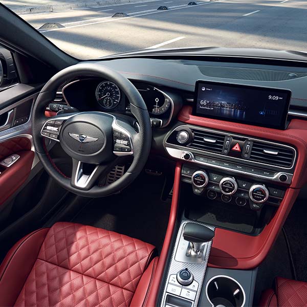 Model Features of the 2022 Genesis G70 at Genesis of York | Red Interior Option in the 2022 Genesis G70