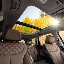 Model Features of the 2022 Hyundai Santa Fe at Jack Giambalvo Hyundai | Santa Fe's sunroof open