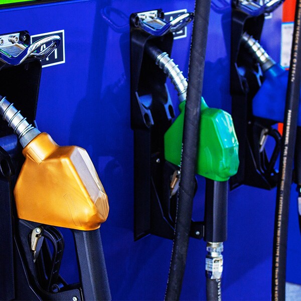 What Type of Gas is Best for My Car? At Jack Giambalvo Hyundai in York | Gas Nozzles in Their Compartments at Gas Station Pump