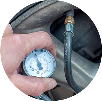 How to check your tires' health at Jack Giambalvo Hyundai | Close-up of tire being checked for pressure