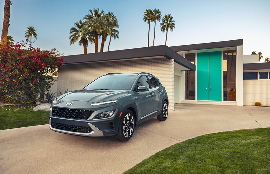 Performance features of the 2022 Kona N-Line at Jack Giambalvo Hyundai of York | 2022 Hyundai Kona N-Line Parked in Driveway