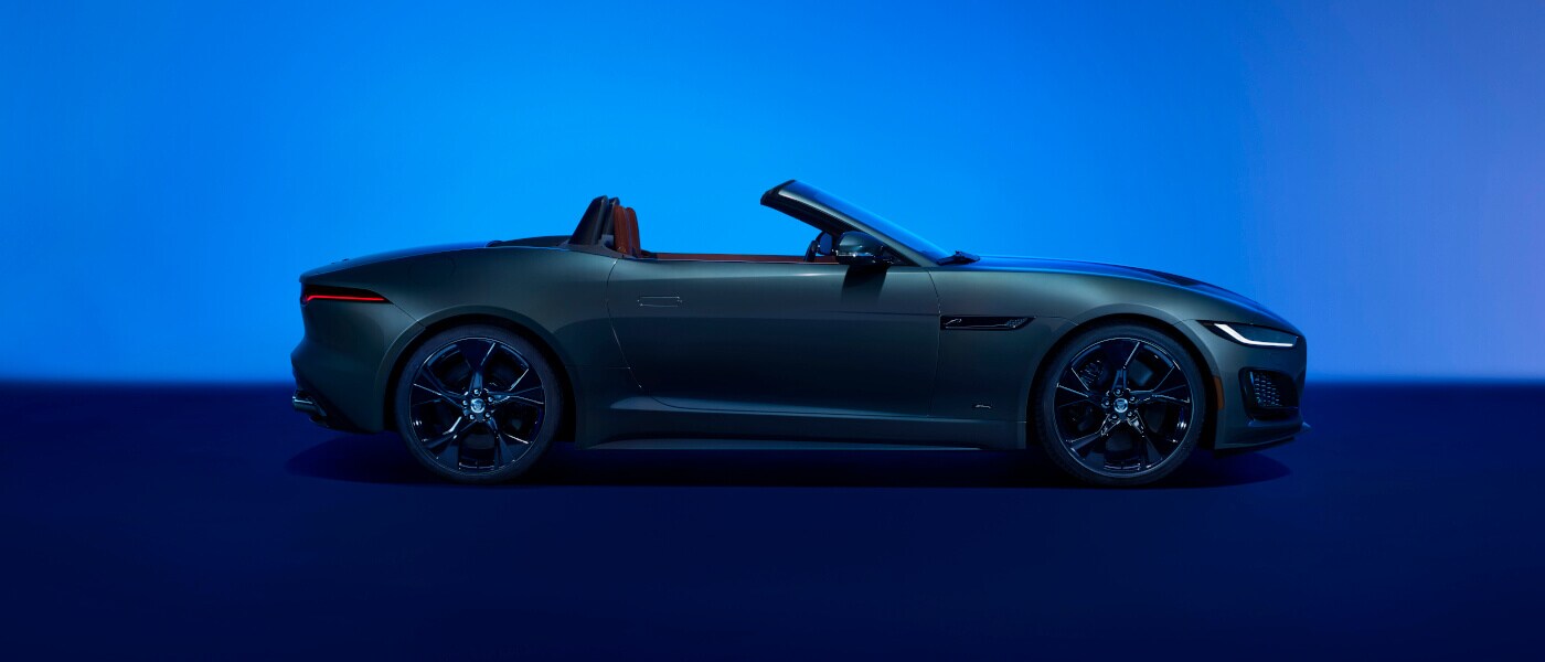 2024 Jaguar FTYPE Convertible Exterior Side View In Dark Blue Room