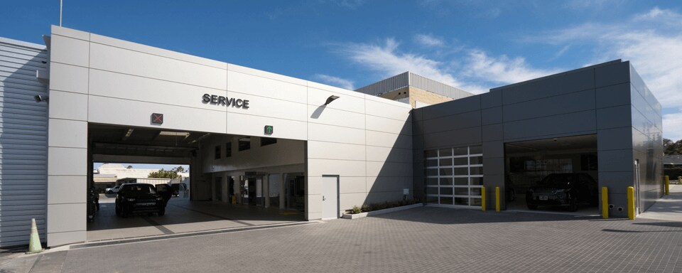 Jaguar South Bay Service Center Exterior view of Jaguar South Bay's service center entrance during the day