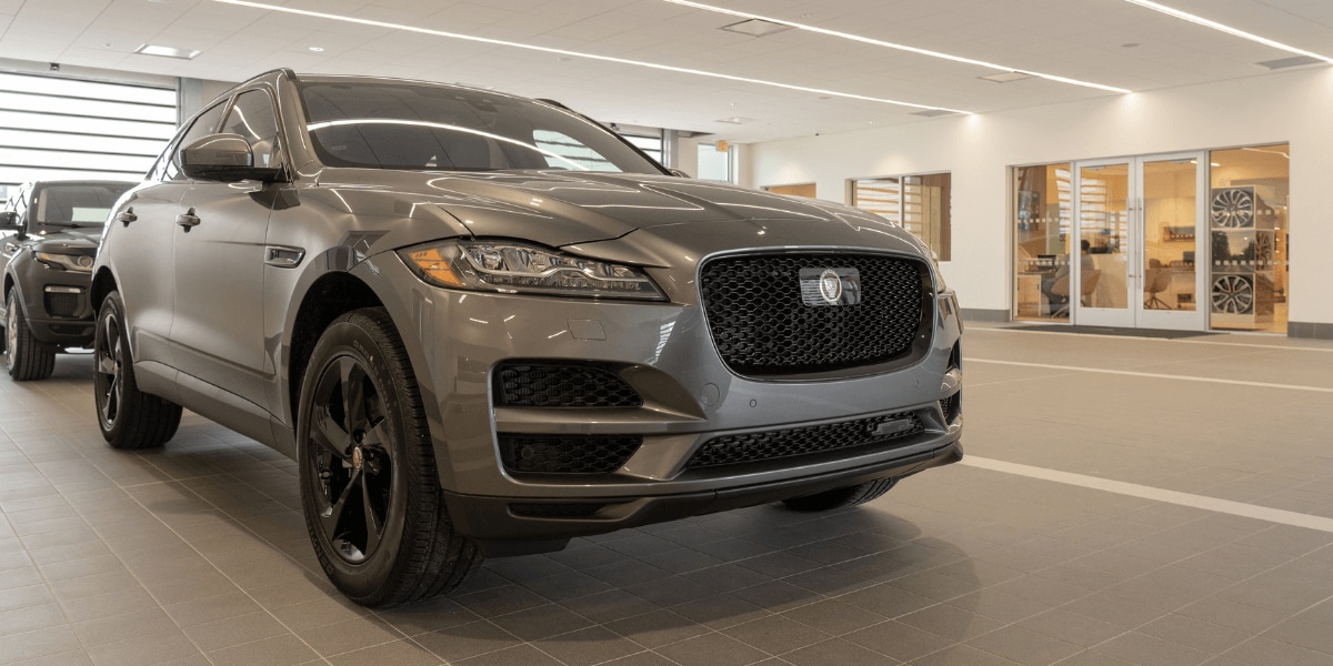 Jaguar West Houston Parts Department Jaguar SUV outside of the Jaguar West Houston parts department