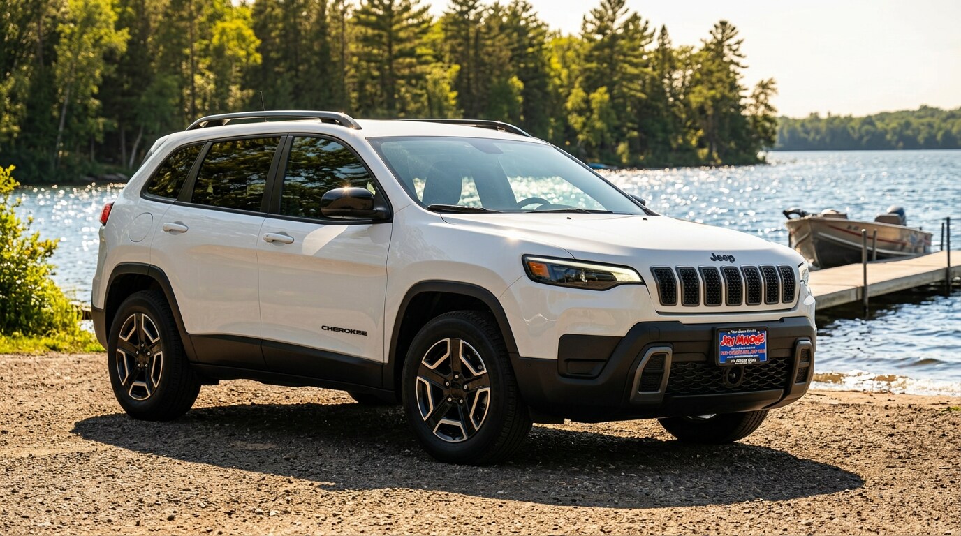 2026 Jeep Cherokee hybrid at a central Minnesota lake in summer