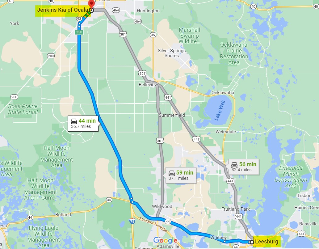 leesburg.png Directions to Jenkins Kia of Ocala from Leesburg, FL