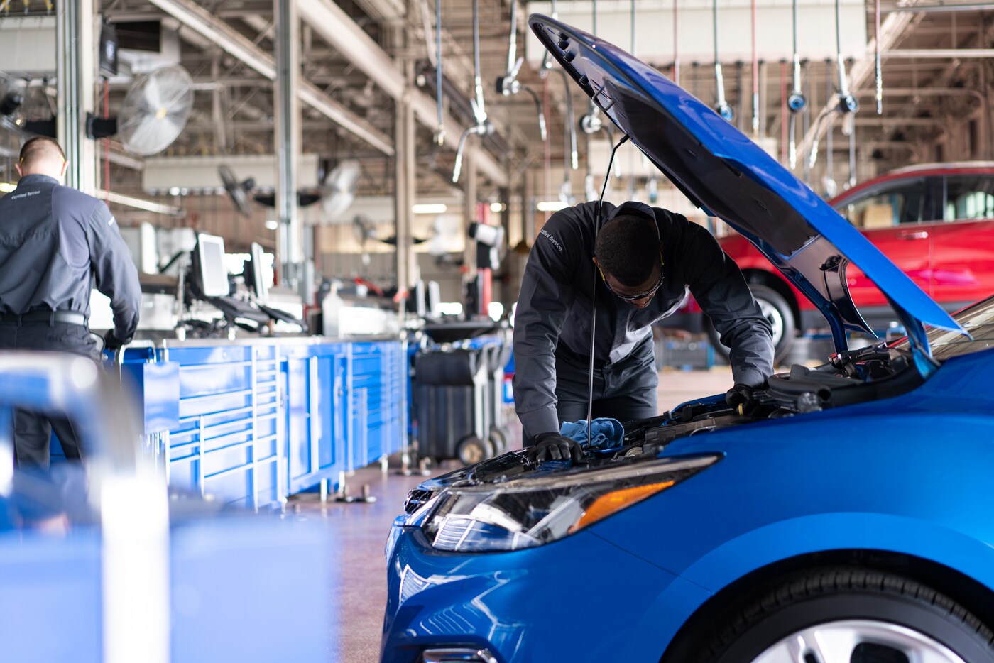 Quality inspected pre-owned vehicle undergoing safety check at Jerry Haggerty Chevrolet