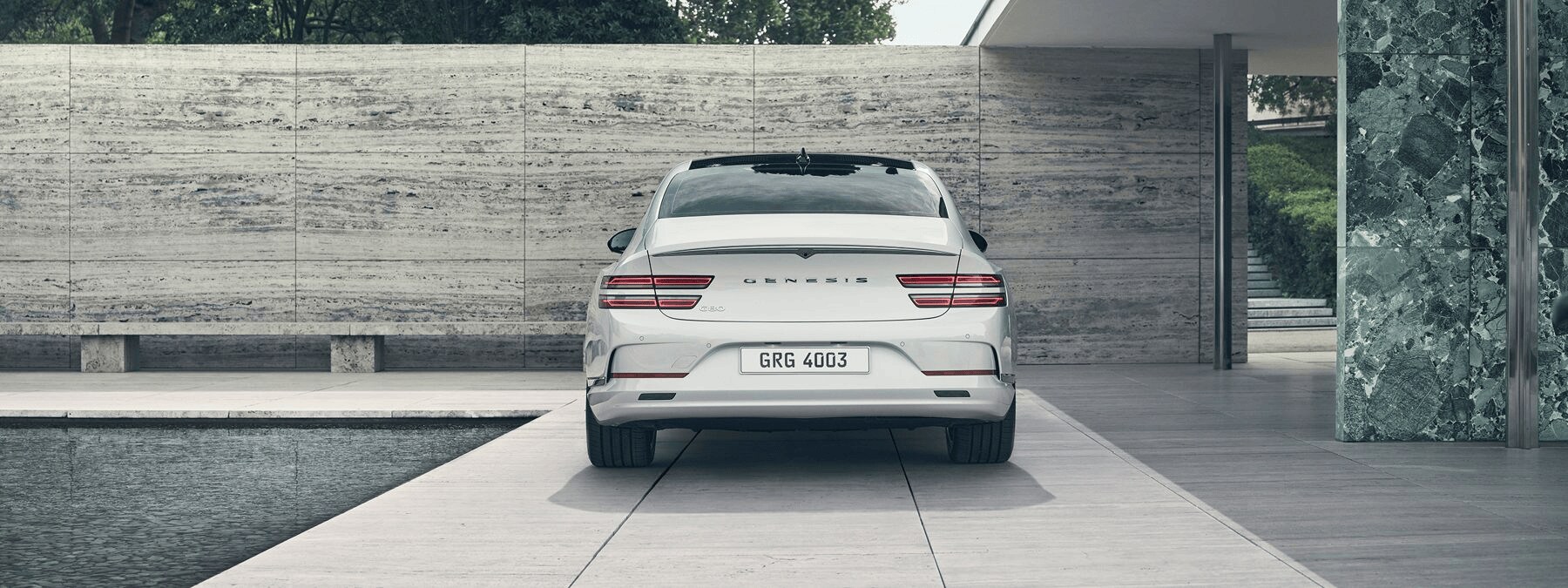 Back Exterior of White 2025 Genesis Electrified G80 in Weatherford, TX
